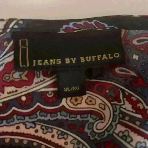 i Jeans by Buffalo Women's sheer blouse black with jewel tones paisley Size XL - Picture 4 of 5